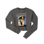 Aaliyah Cheetah Crop Crewneck Grey Sweatshirt