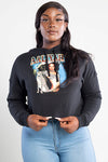 Aaliyah Cheetah Crop Hooded Sweatshirt Black