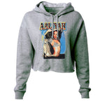 Aaliyah Cheetah Crop Hooded Sweatshirt Grey