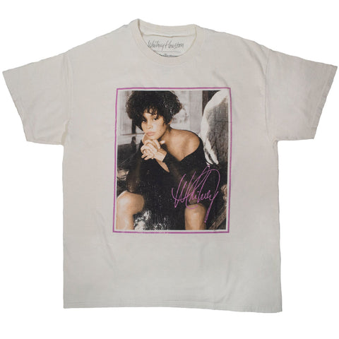 Whitney Houston Vintage Gaze Off White T-Shirt